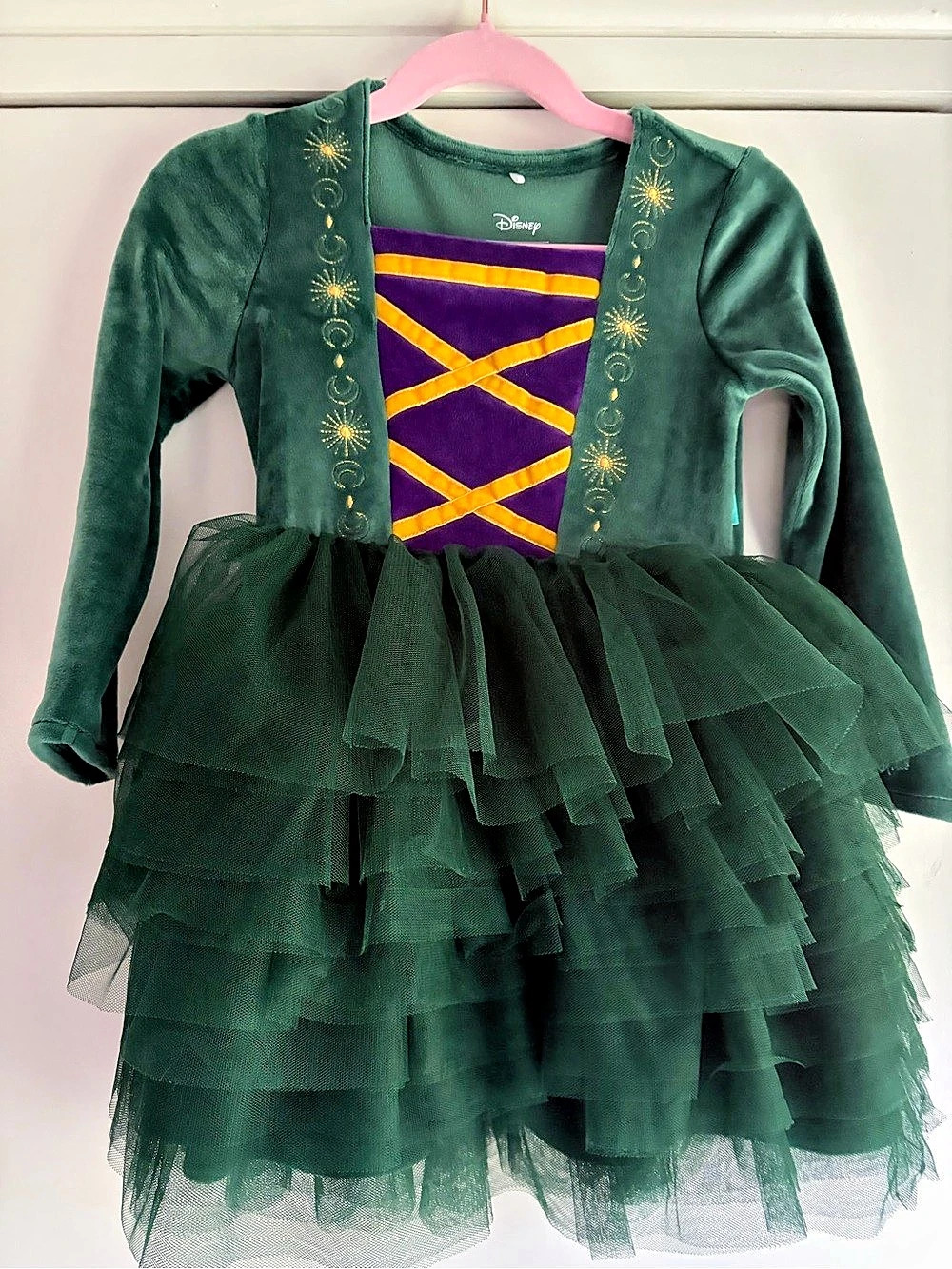 Posh Peanut Hocus Pocus Winnifred Long Sleeve Tulle Dress Green & Purple